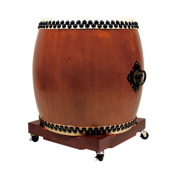 和太鼓 木製 円筒型 黒い飾り玉付き 和太鼓 木製 円筒型 黒い飾り