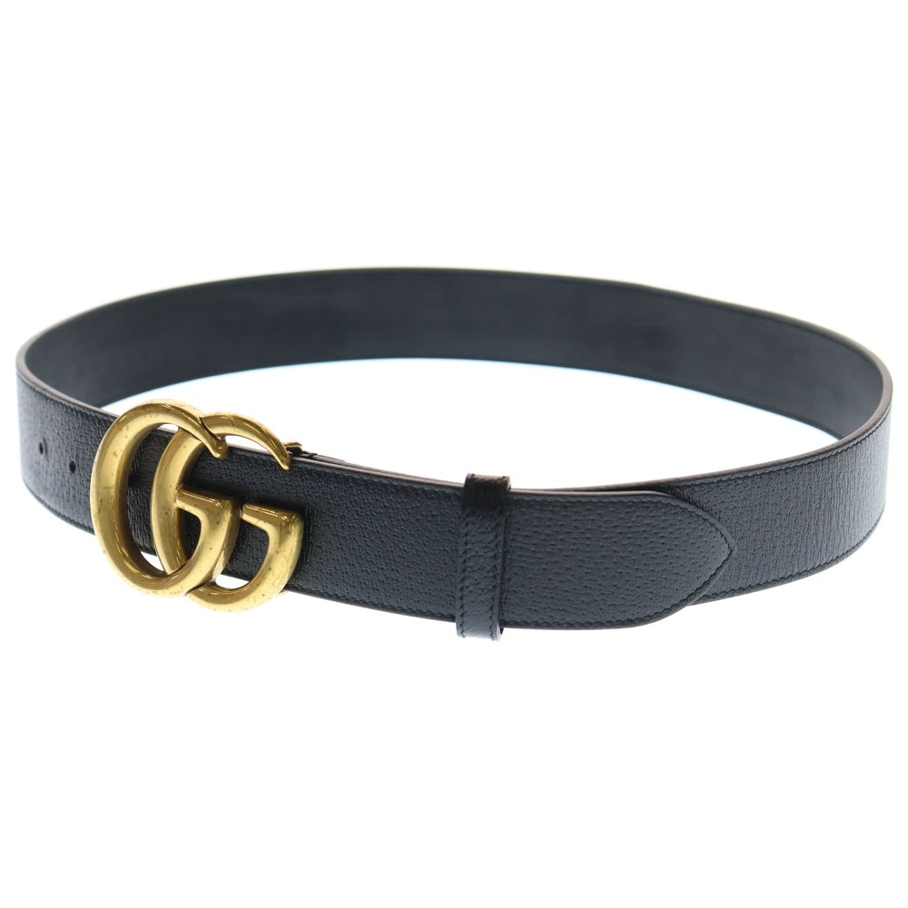 GUCCI(グッチ) GGマーモント ロゴ バックル レザーベルト ブラック