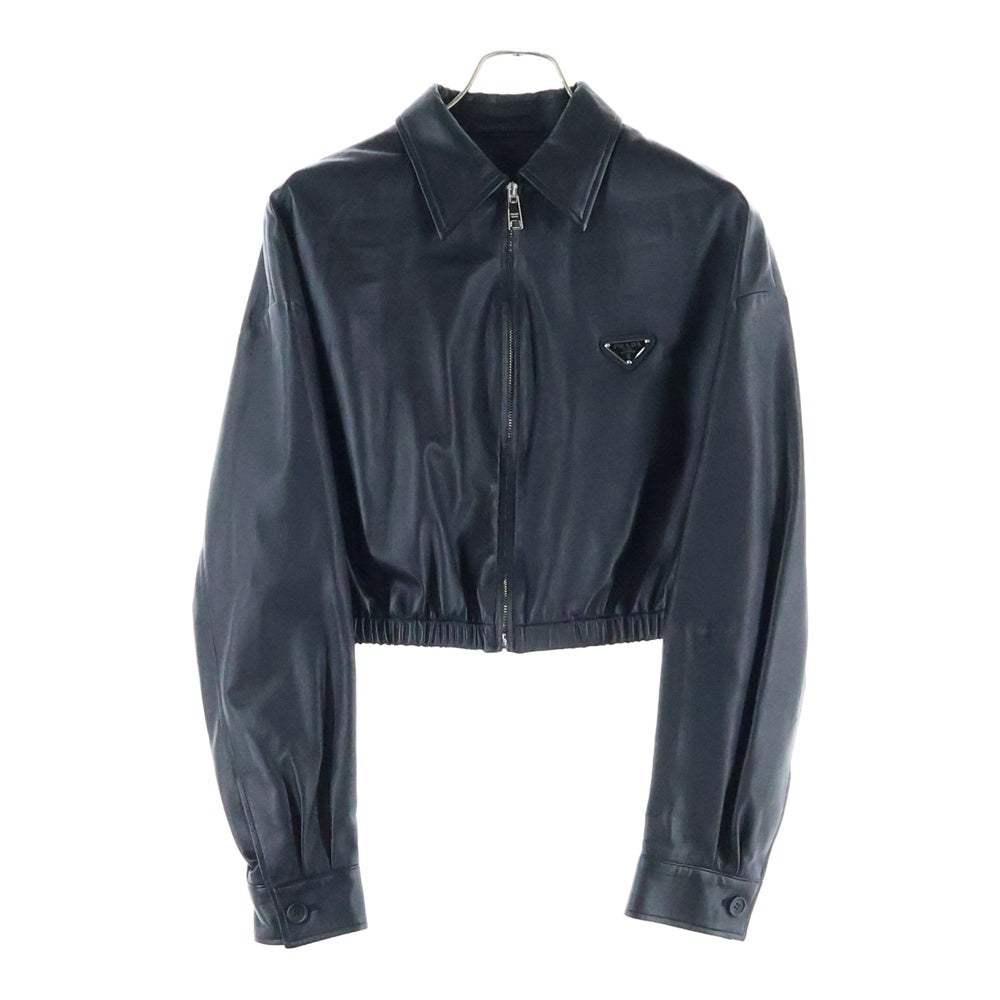 PRADA(プラダ) SHORT LEATHER ZIP UP JACKET トライアングルロゴジップ