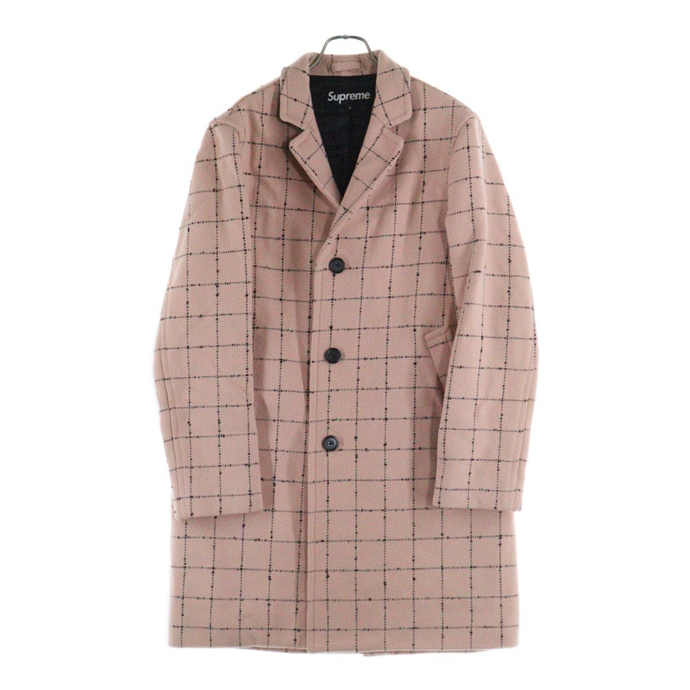 SUPREME(シュプリーム) 19AW Wool Windowpane Overcoat ウール