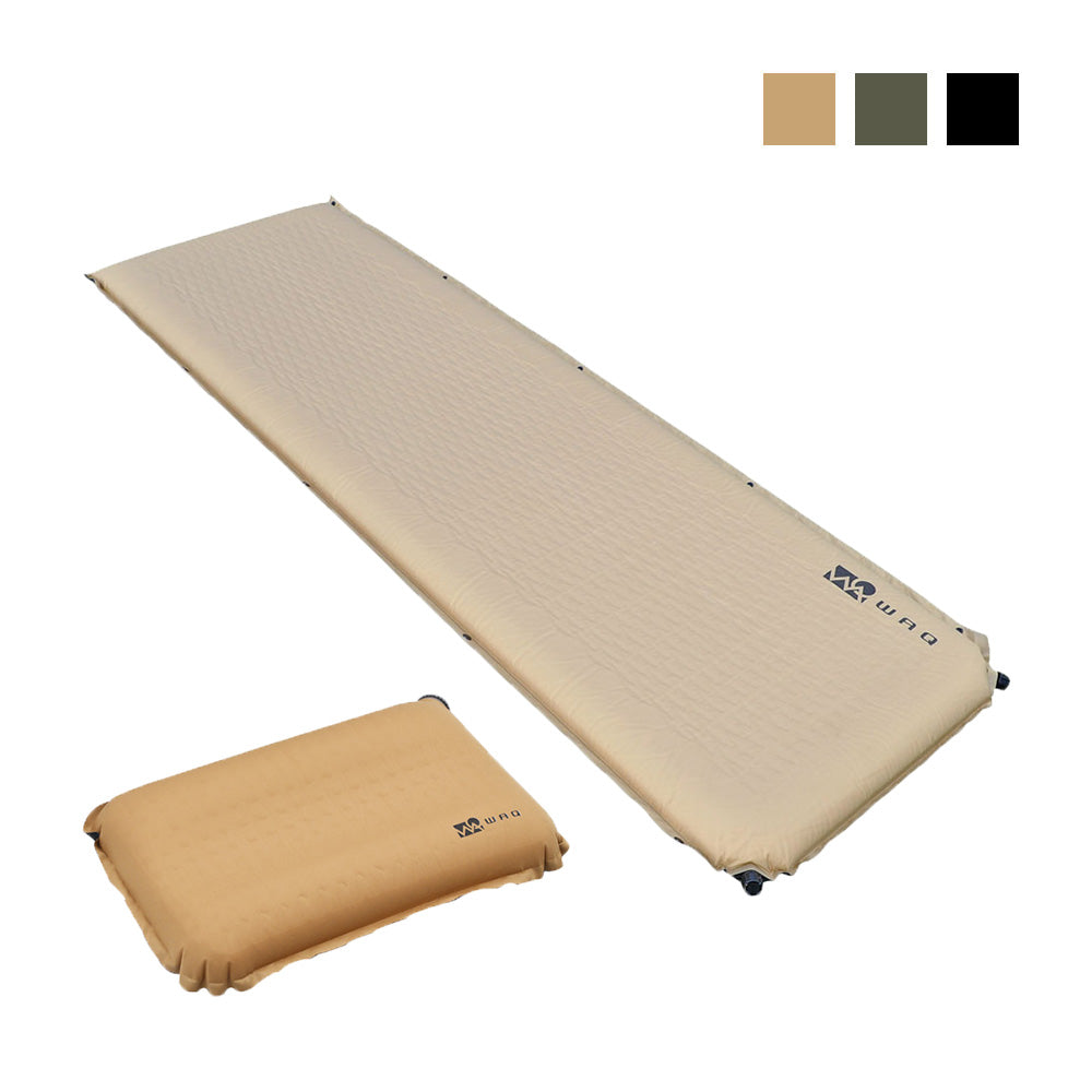 インフレータブル式マット 8cm & リラクシングピローセット WAQ 車中泊