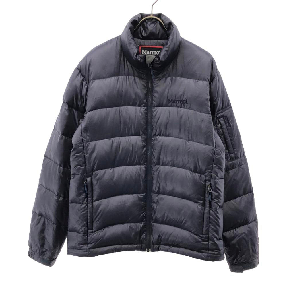 MARMOT マーモット ロゴ刺繍 ダウンジャケット M ネイビー系