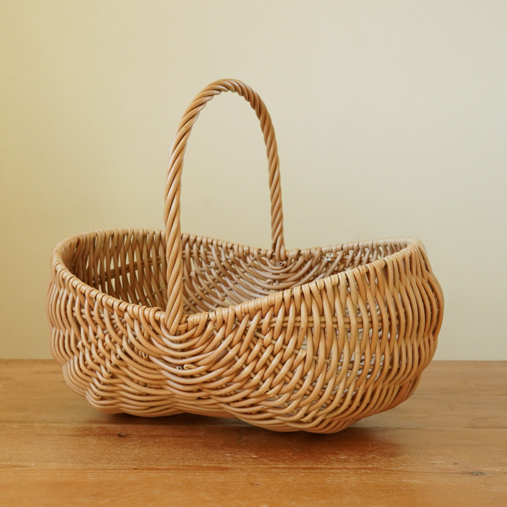 フェイクラタンバスケット 28×17 ナッツ型 1本ハンドル 73751 水洗い可