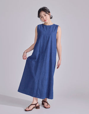 147_ichi_yon_nana】ノースリーブデニムワンピース｜低身長さん必見