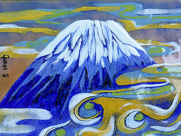 七宝焼 名山シリーズ 富士山 （額縁付）