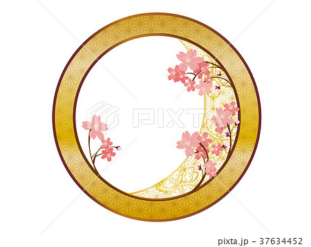 桜と金の和柄の窓枠フレームのイラスト素材 [37634452] - PIXTA