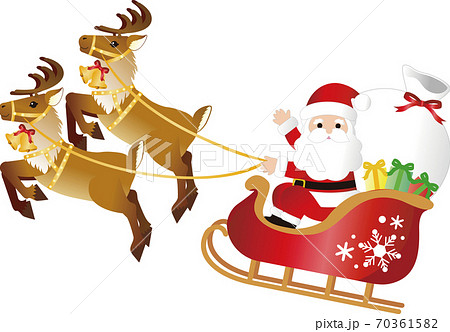 クリスマス ソリにのったサンタクロース イラスト素材のイラスト素材