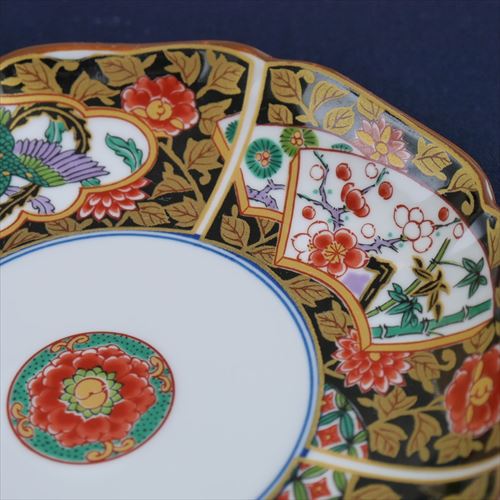 有田焼/八右衛門窯/古伊万里鳳凰紋(黒)5寸皿/15×3 - テーブルライフストア