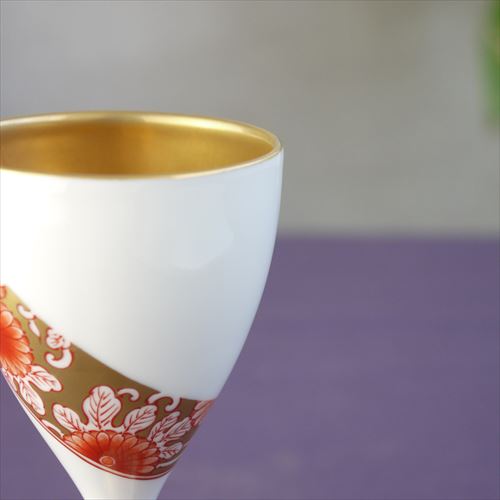 有田焼/福泉窯/金彩菊絵細型ステム高杯/6×15 - テーブルライフストア