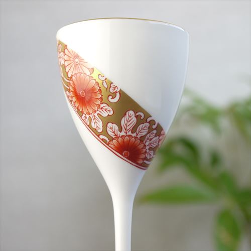 有田焼/福泉窯/金彩菊絵細型ステム高杯/6×15 - テーブルライフストア