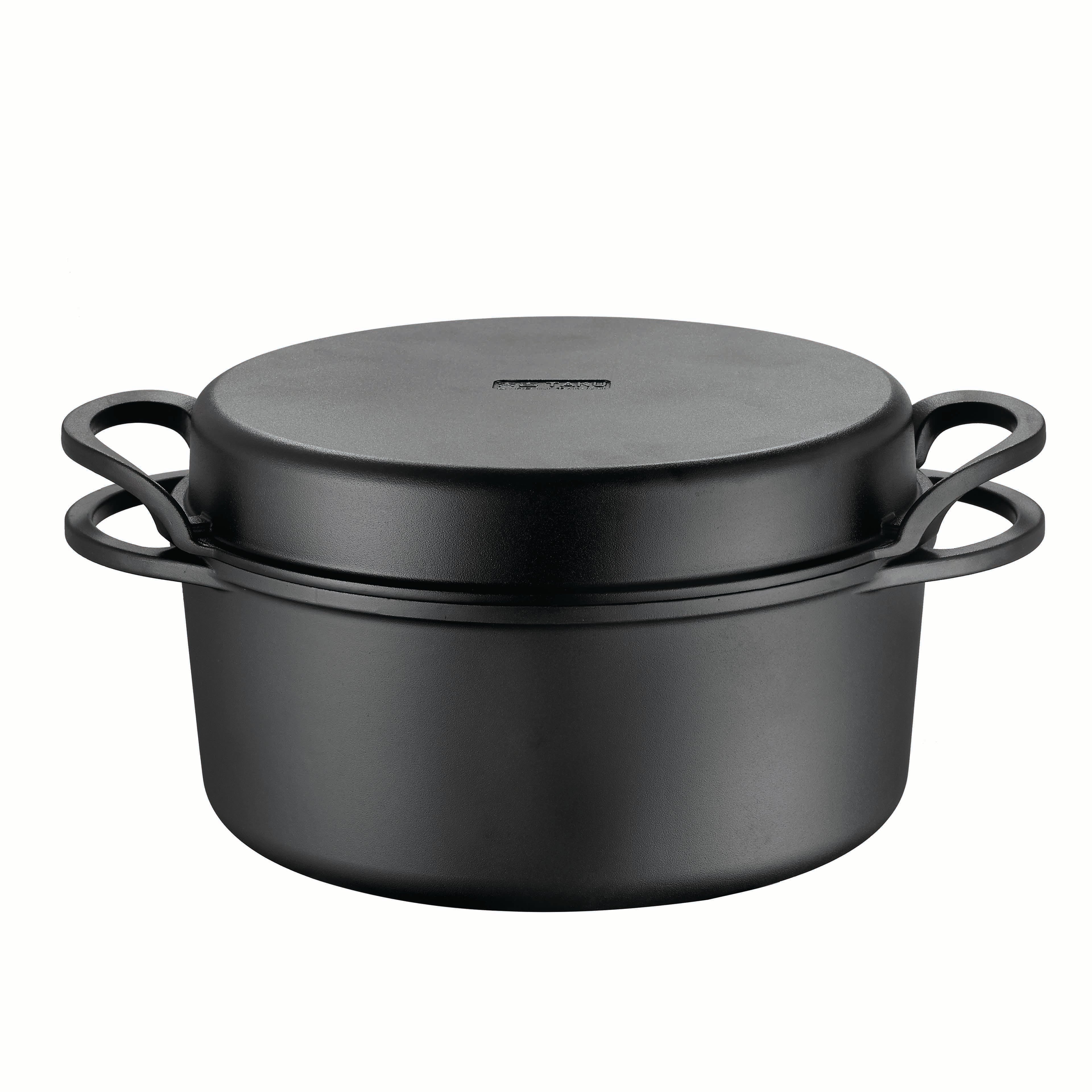 taku 両手火鍋 鉄鍋 セット 2.8L 25cm 鉄なべ 卓上鍋 ごはん鍋 IH対応