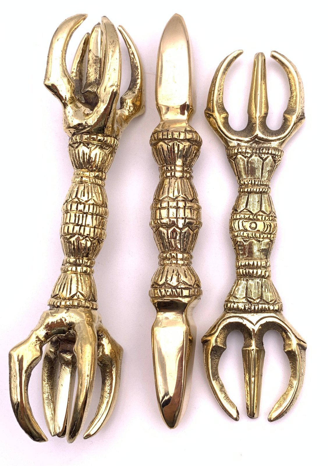 ◇チベット密教法具金剛杵セット◇独鈷杵&三鈷杵&五鈷杵◇ゴールド