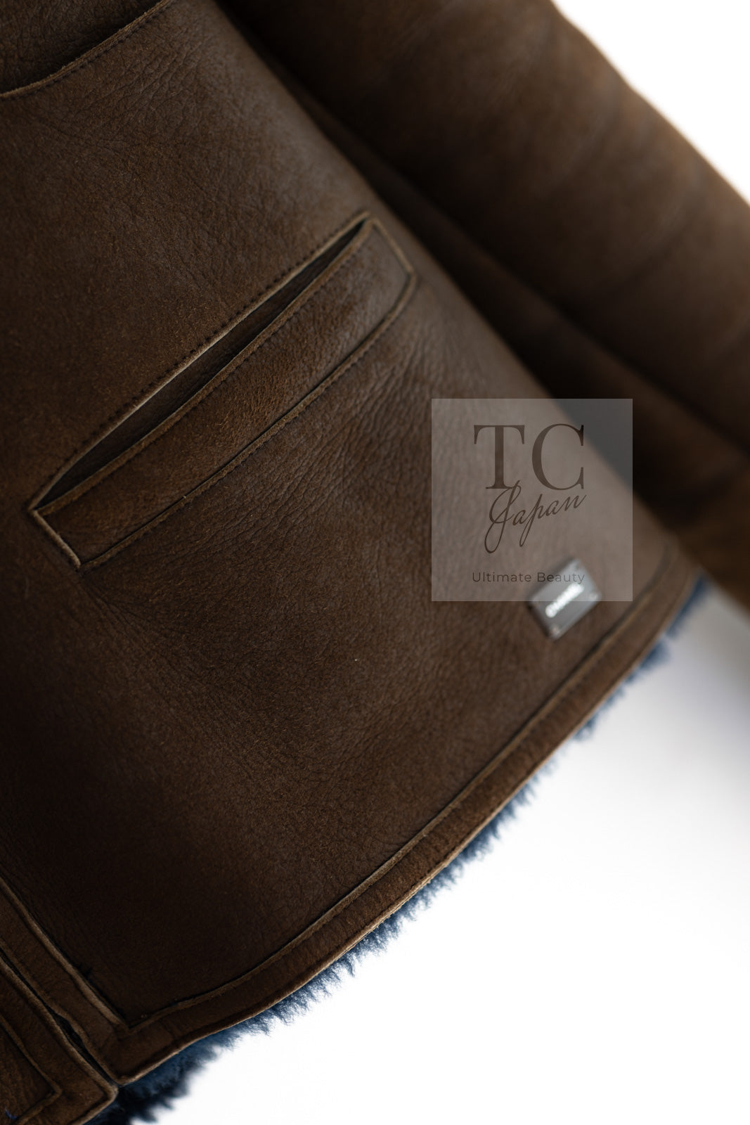 シャネル ジャケット CHANEL ブラウン ラムスキン レザー ムートン