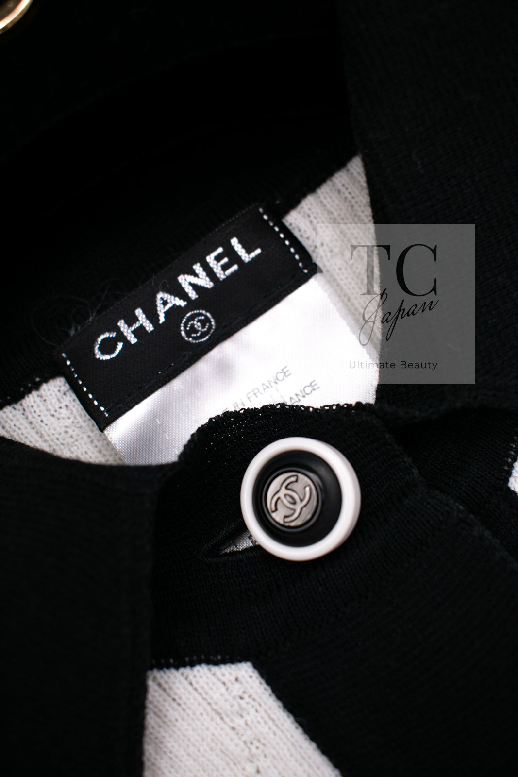 シャネル ポロシャツ トップス CHANEL ホワイト ブラック コットン