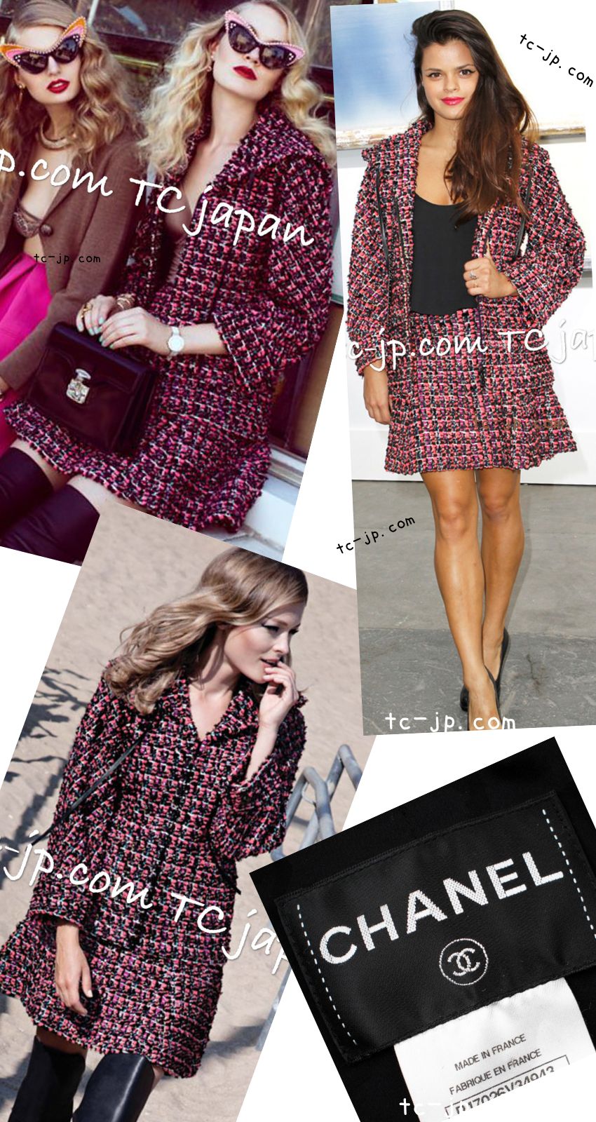 シャネル ジャケット コート CHANEL ルサージュ ピンク ブラック