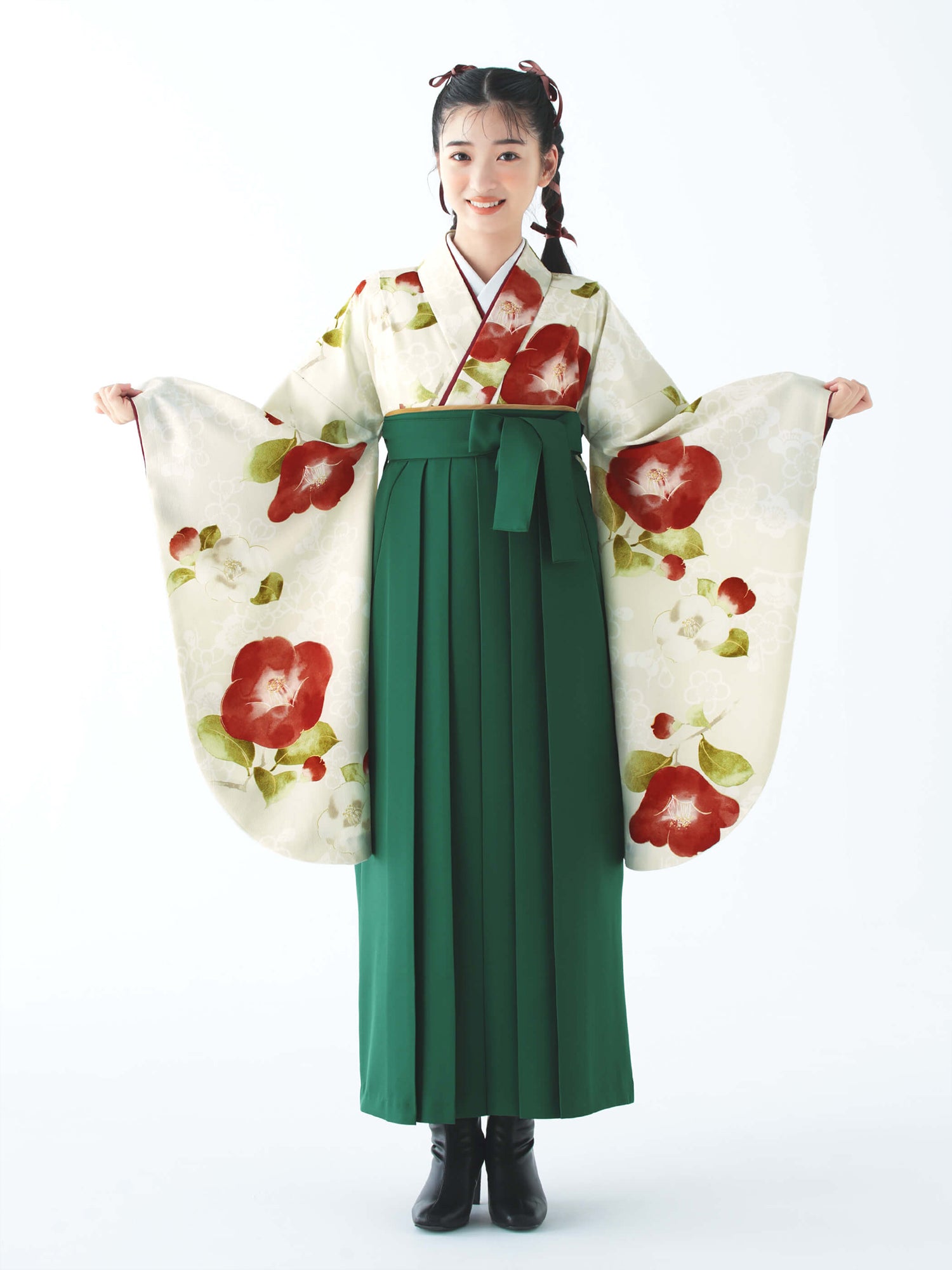 C0001 梅椿 / 赤 | 卒業式小学生袴レンタル | tententen – tententen