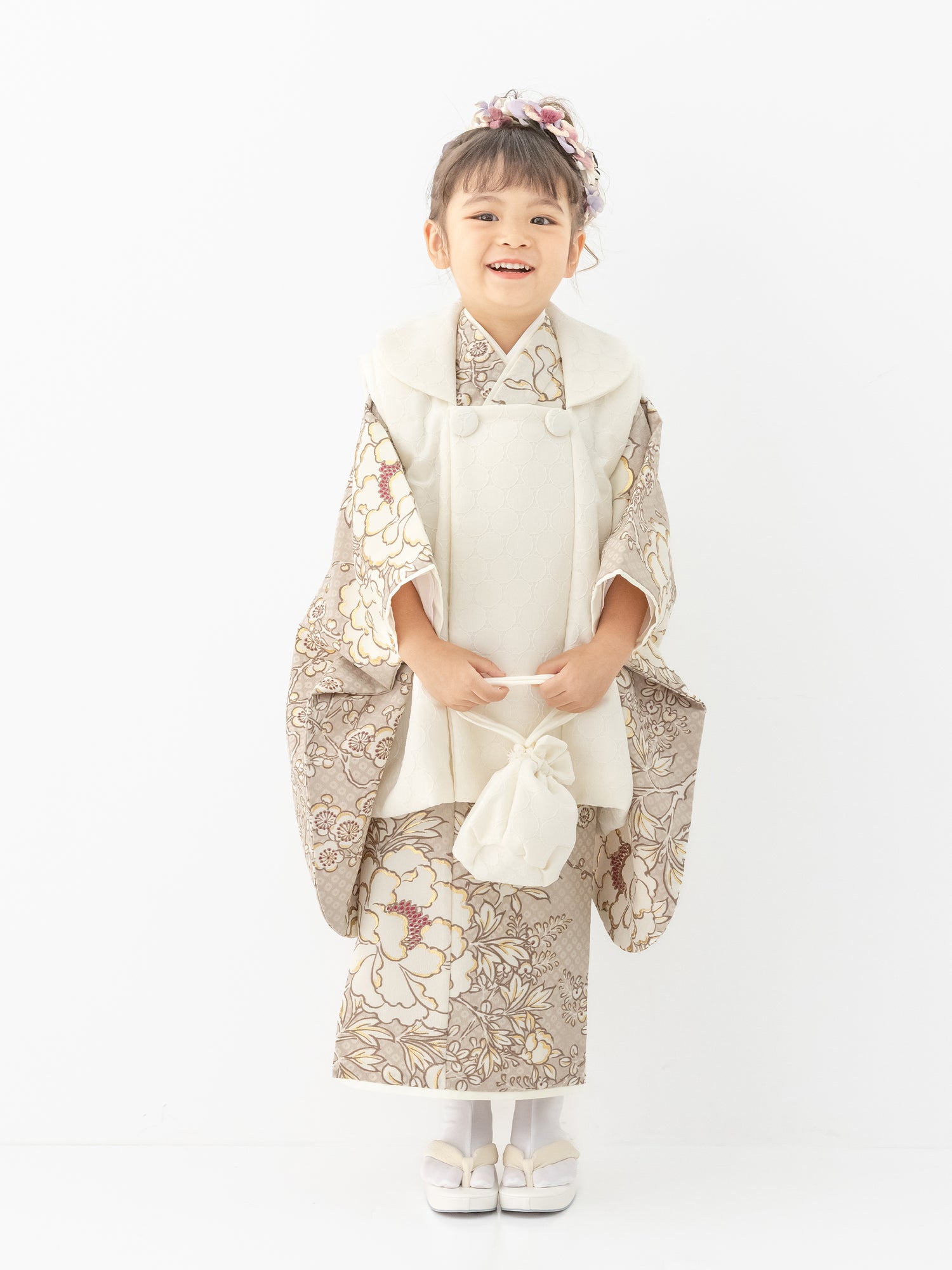 S0310 疋田に華づくし/ベージュ | 七五三着物レンタル | tententen