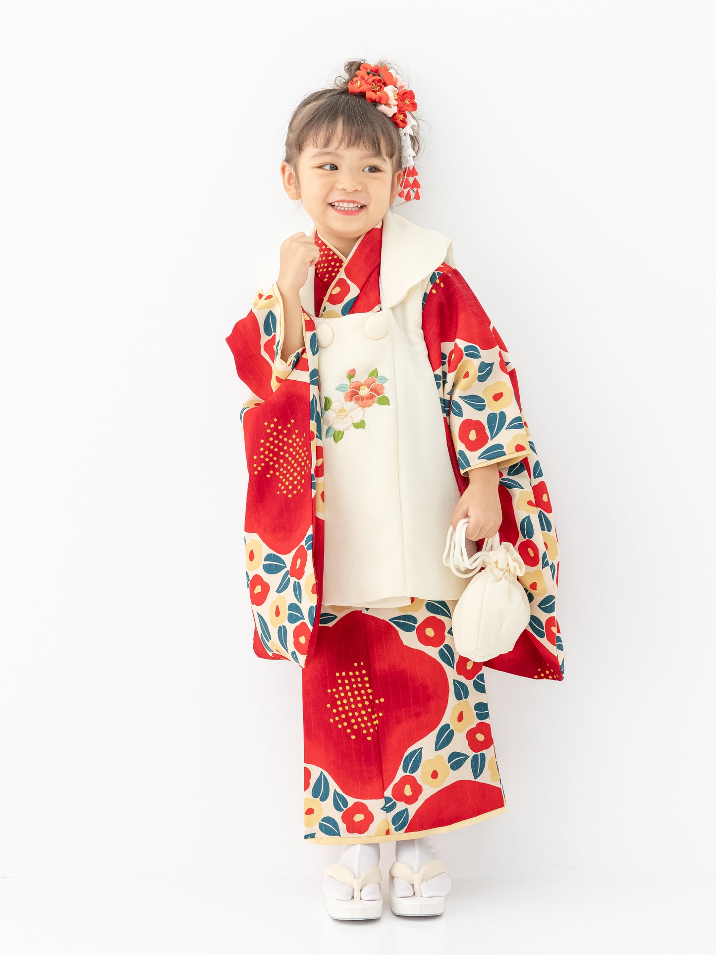 S0312 大梅に椿/赤 | 七五三着物レンタル | tententen – tententen