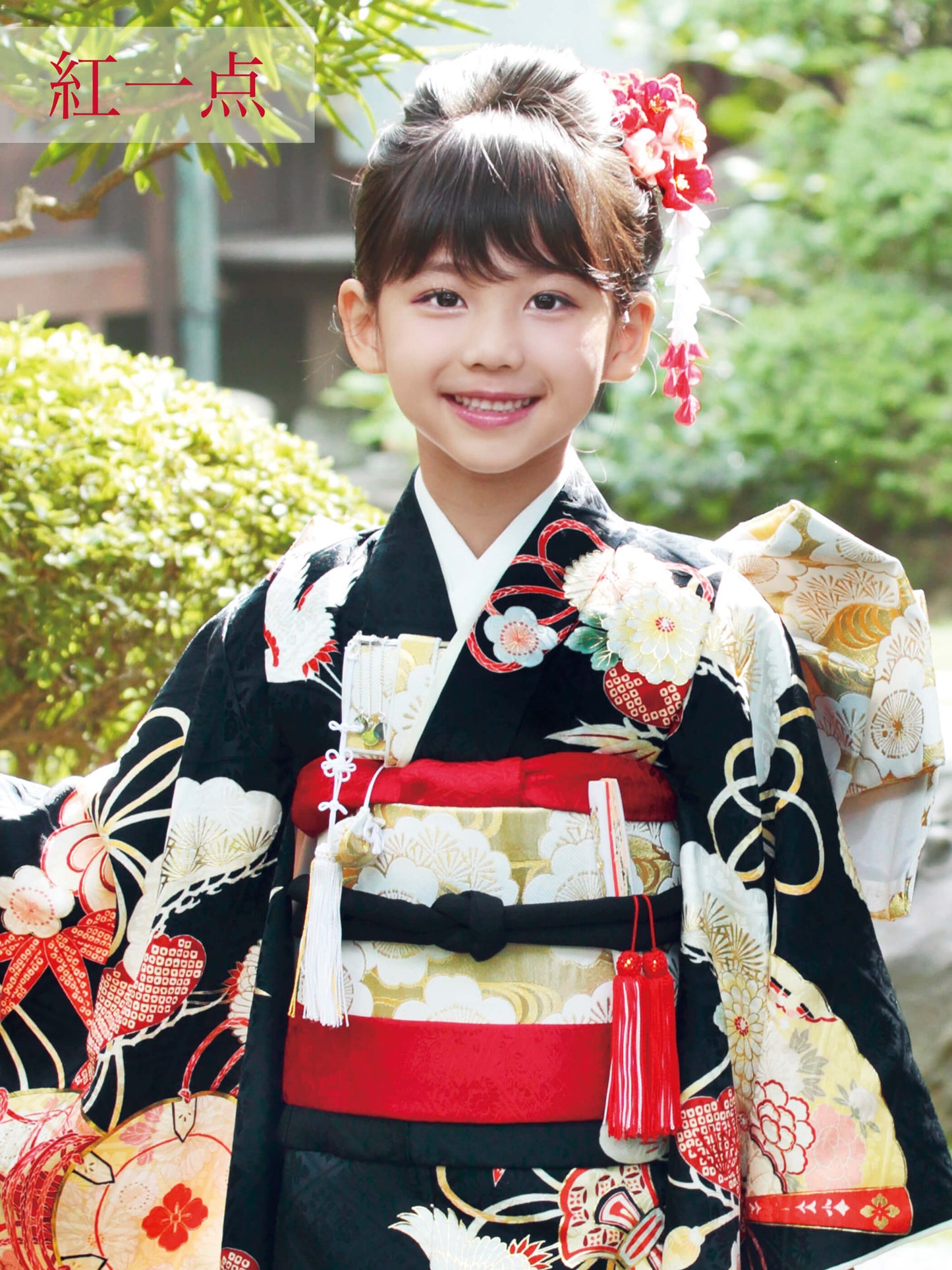 S0717 源氏車に鶴（黒） | 七五三着物レンタル | tententen