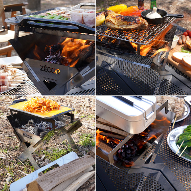 ZEOOR クロスグリル 焚火台兼調理用こんろ