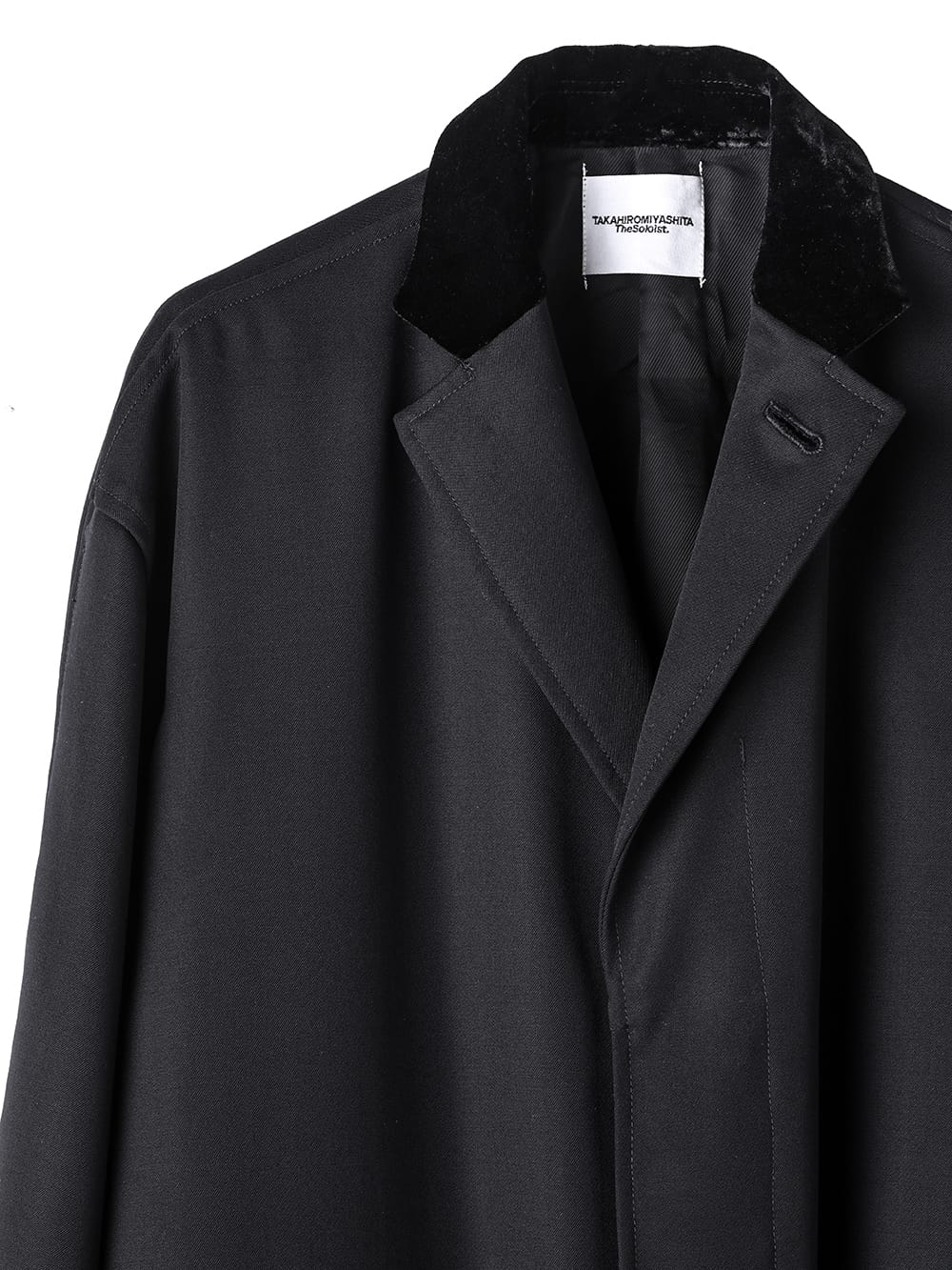 sj.0024AW25-black ベルベットカラーチェスターフィールドコート The