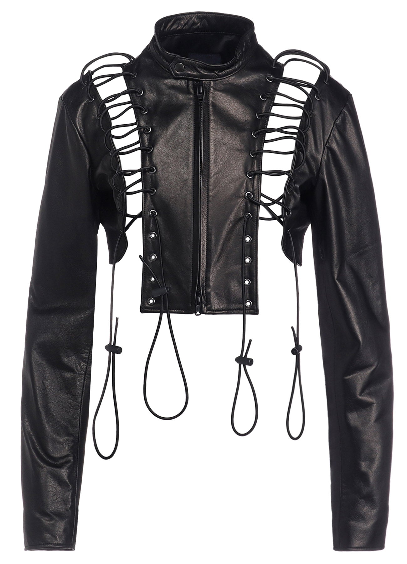 COW LEATHER LACE-UP CROPPED JACKET – THE SHOP YOHJI YAMAMOTO