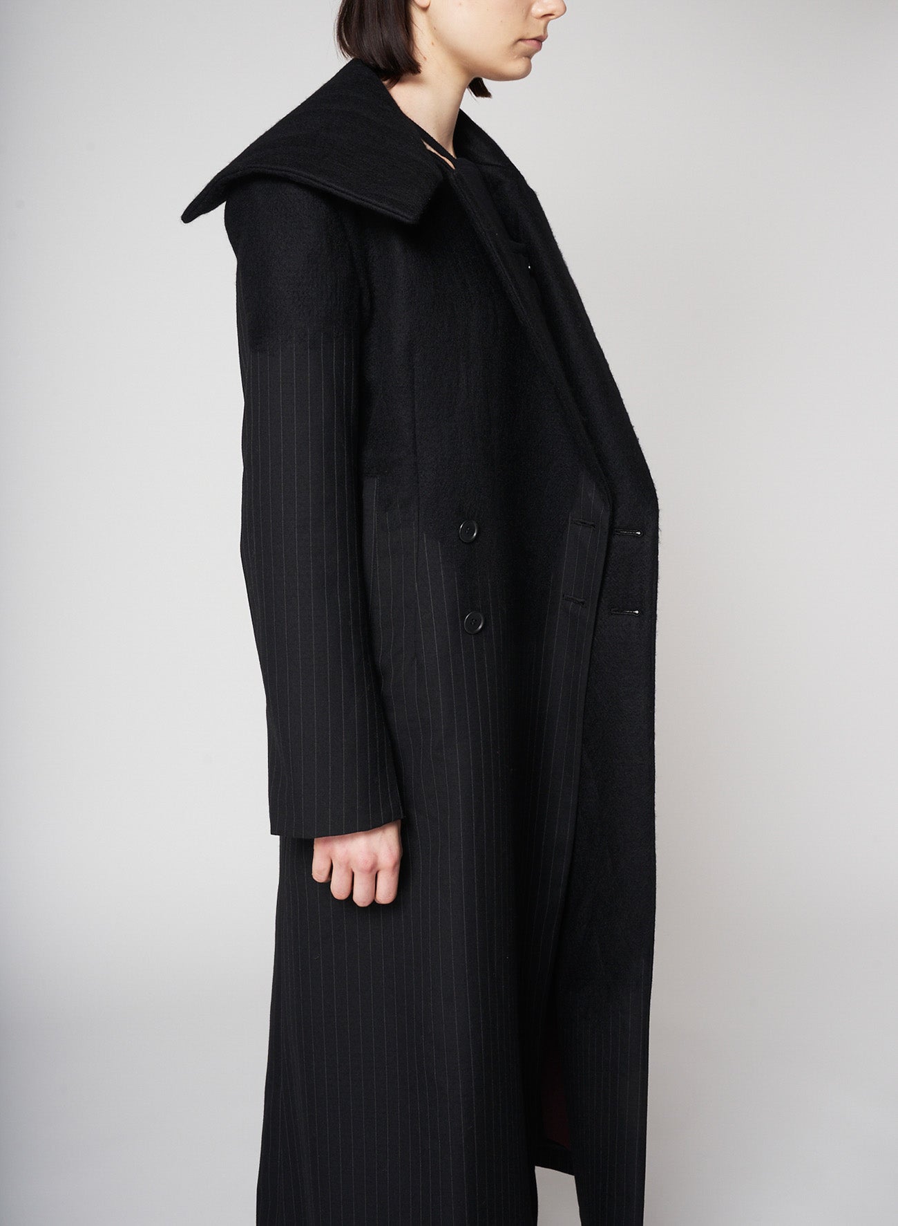 Needle Stripe Double Front Long Coat – THE SHOP YOHJI YAMAMOTO