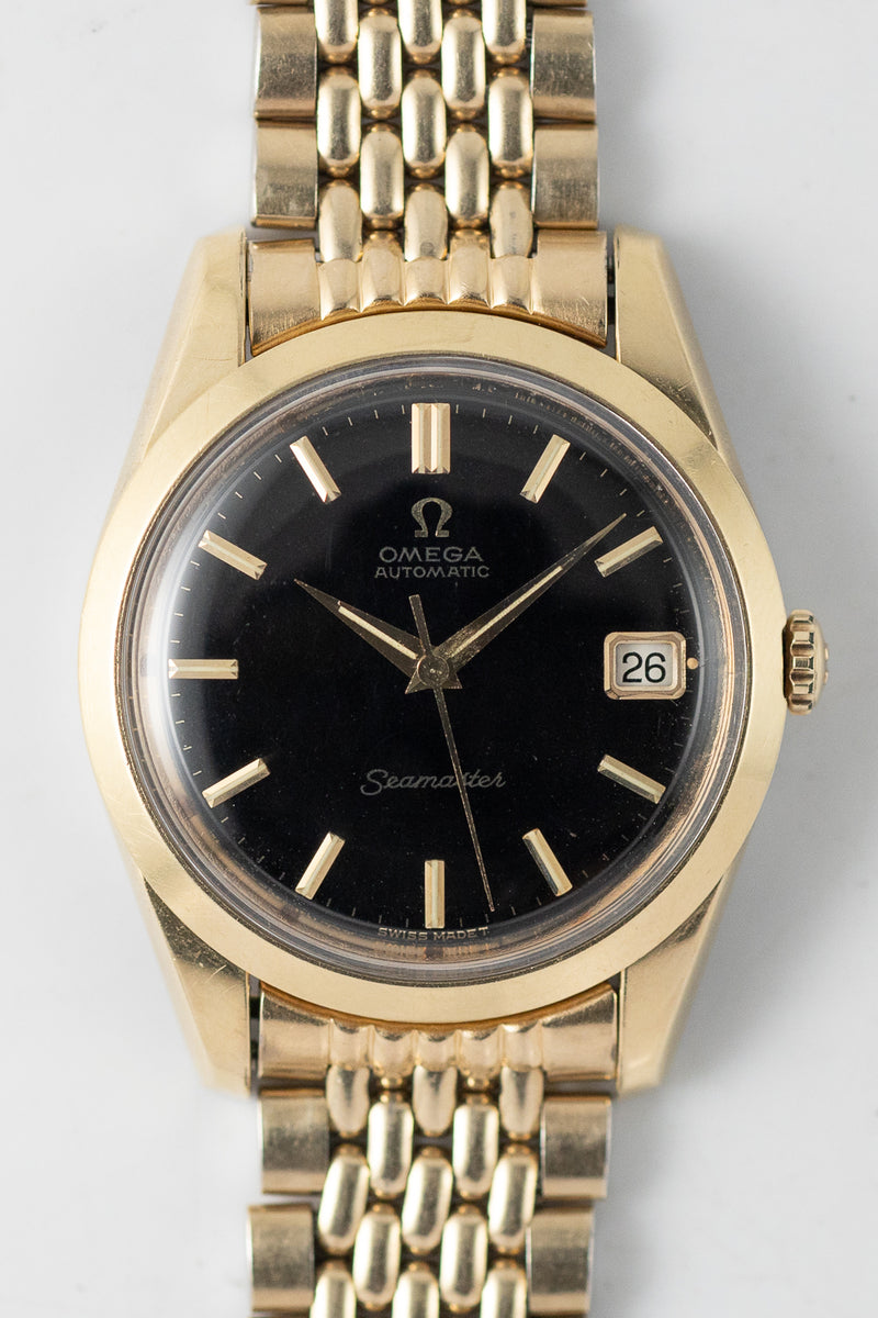 OMEGA Seamaster Ref.166.010 Gold Top Glossy Black Gilt Dial