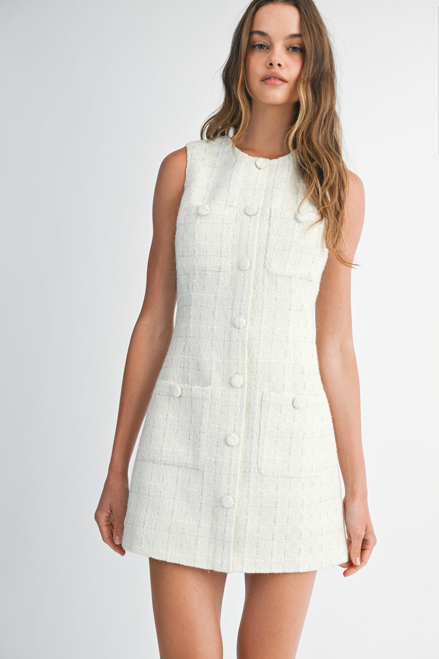 Tweed White Dress