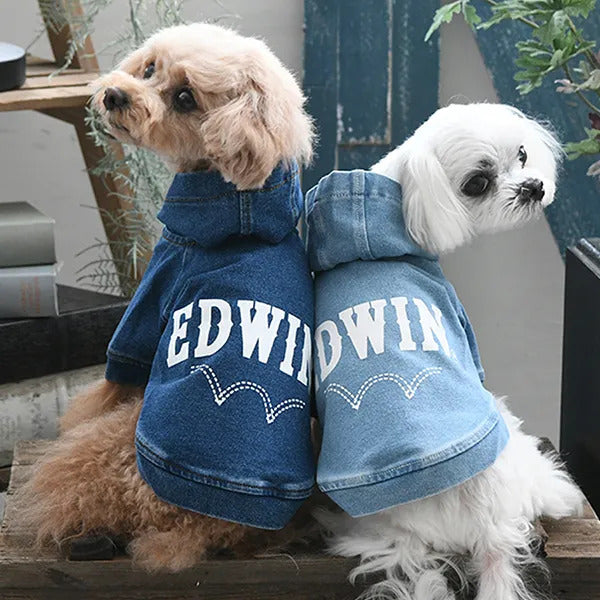 エドウイン EDWIN デニムライクロゴパーカー【小型犬 犬服 ウエア