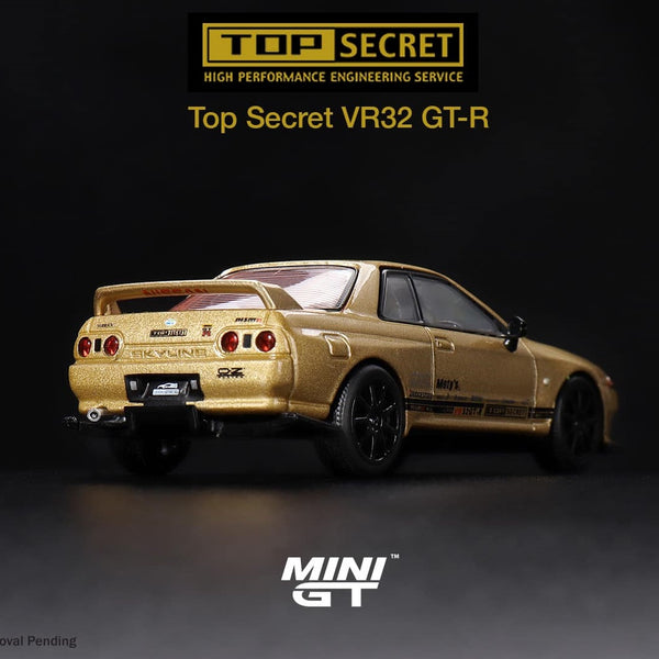 MINI GT 1/64 Top Secret Nissan Skyline GT-R VR32 Top Secret Gold