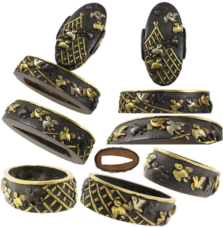 日本刀の縁頭｜赤銅七々子地網千鳥図｜日本刀専門店・東京【十拳】