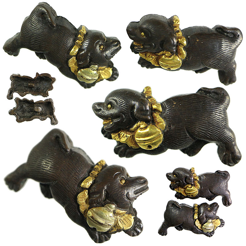 日本刀の目貫｜赤銅地狗子図｜日本刀専門店・東京【十拳】