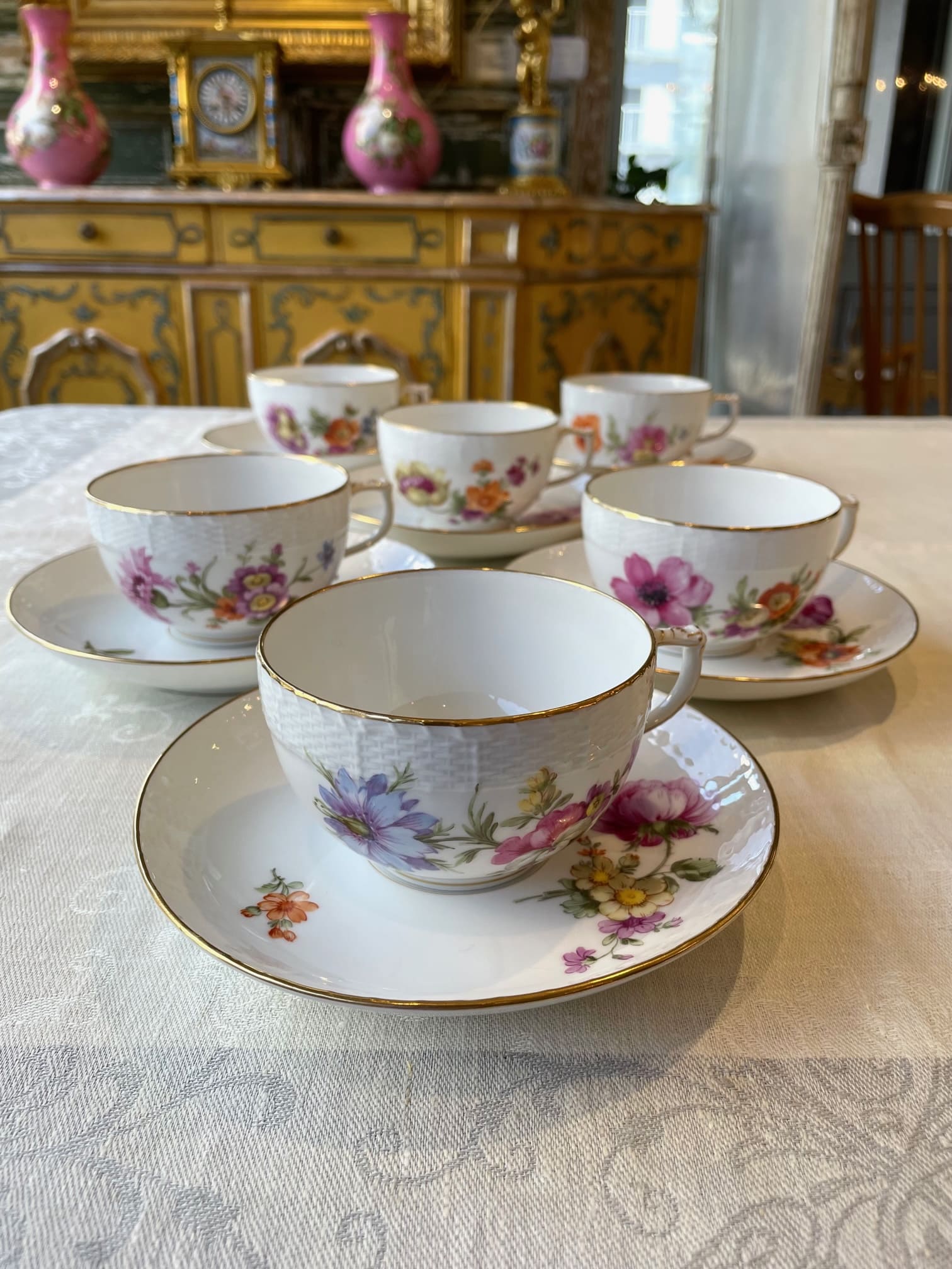 KPMベルリン 金彩花蝶文 ティーカップ＆ソーサー 6客セット t513 - 陶夢