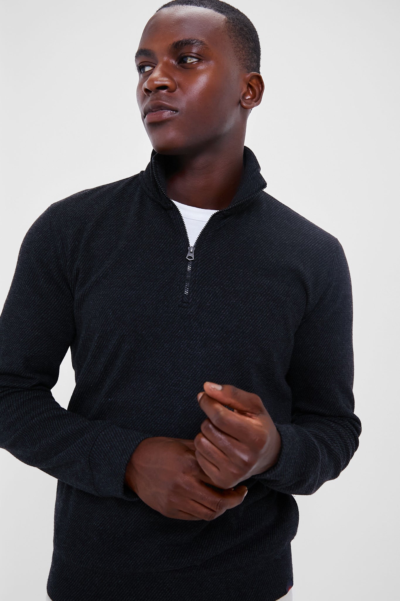 Heathered Black Twill Legend Sweater Quarter Zip | Faherty