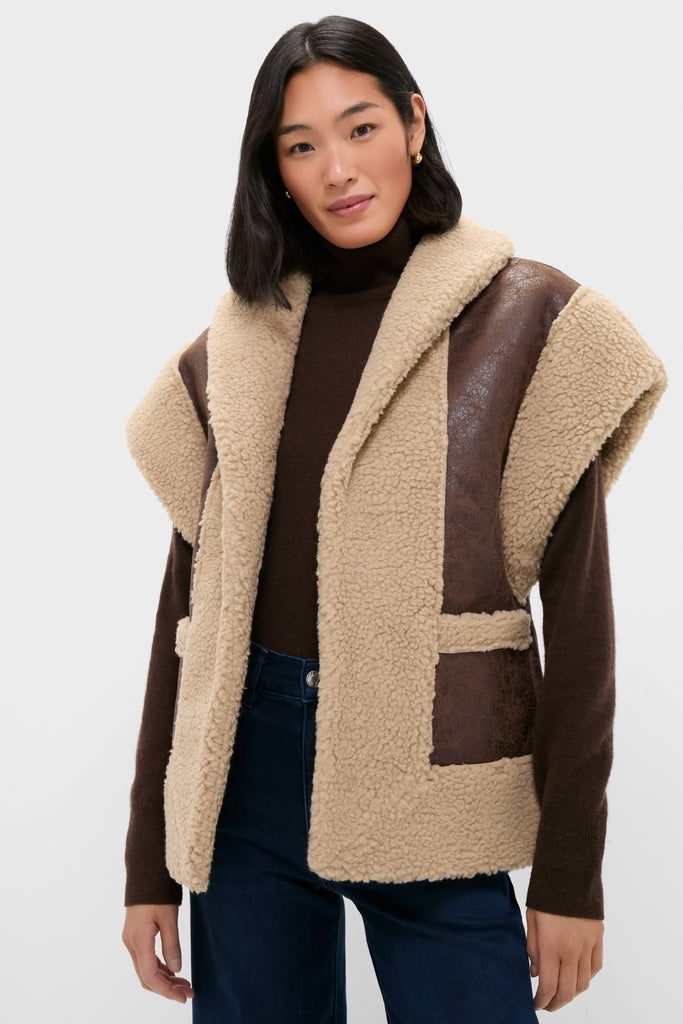 Brown Ace Faux Shearing Vest | Line & Dot