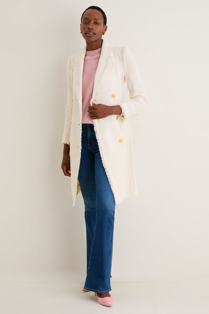 Vintage White Cooper Unlined Tweed Coat | L'AGENCE