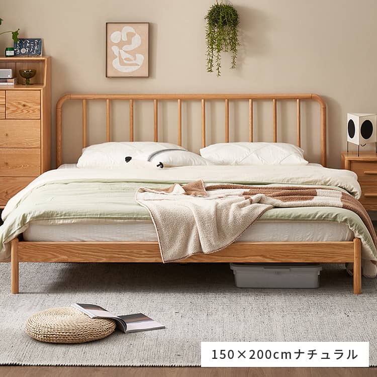 楽天市場】ベッド 天然木 無垢材 オーク材 ベッドフレーム セミダブル