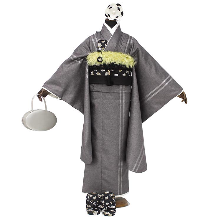 楽天市場】【レンタル】七五三 7歳 女の子 きもの グレー ライン 着物