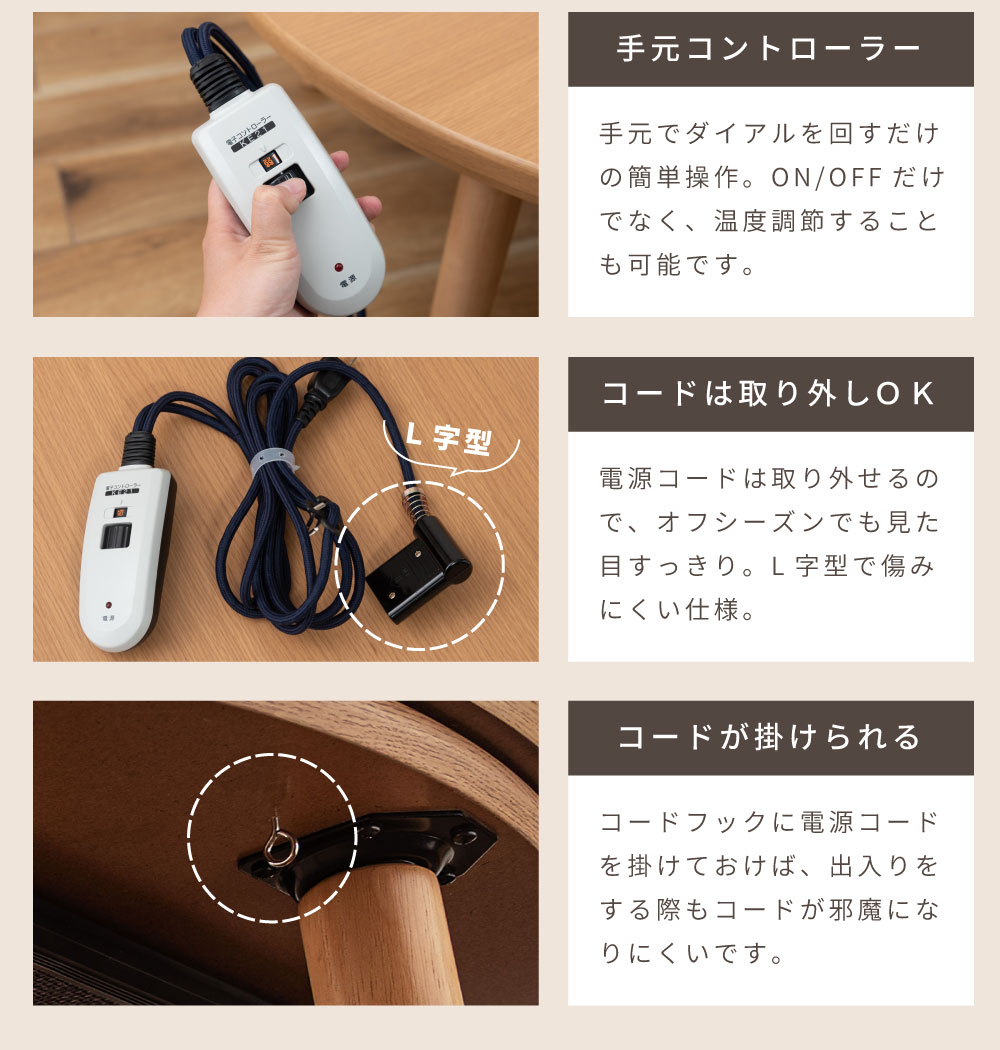 楽天市場】こたつ フラットヒーター 丸型 円形 90 90 こたつテーブル