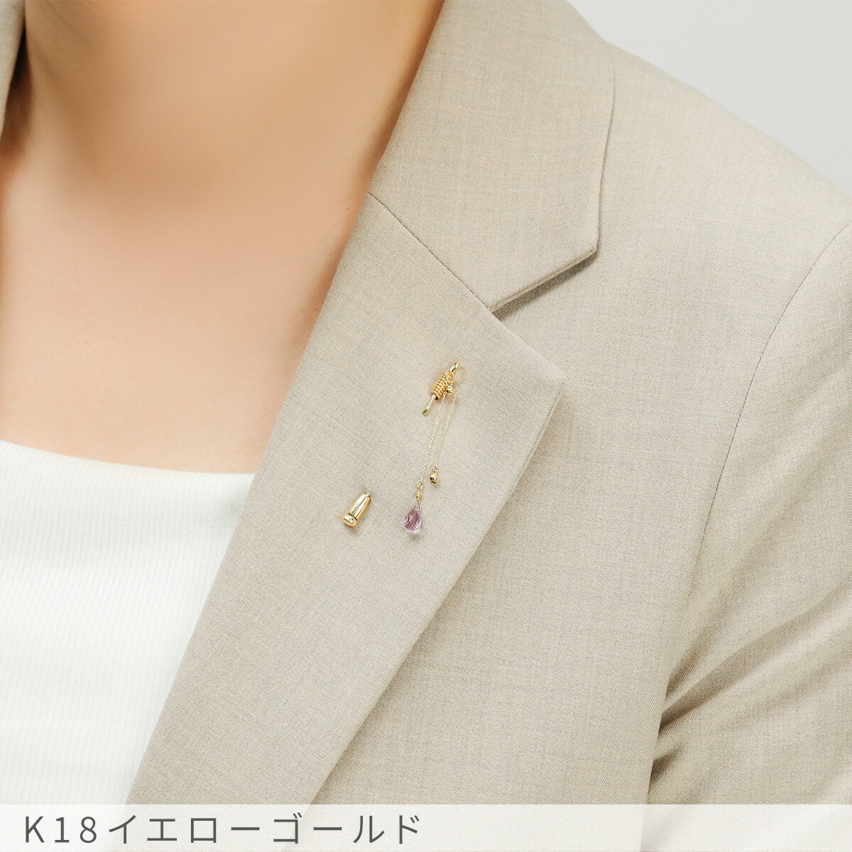 楽天市場】ピンブローチ ブローチピン 18金 イエローゴールド