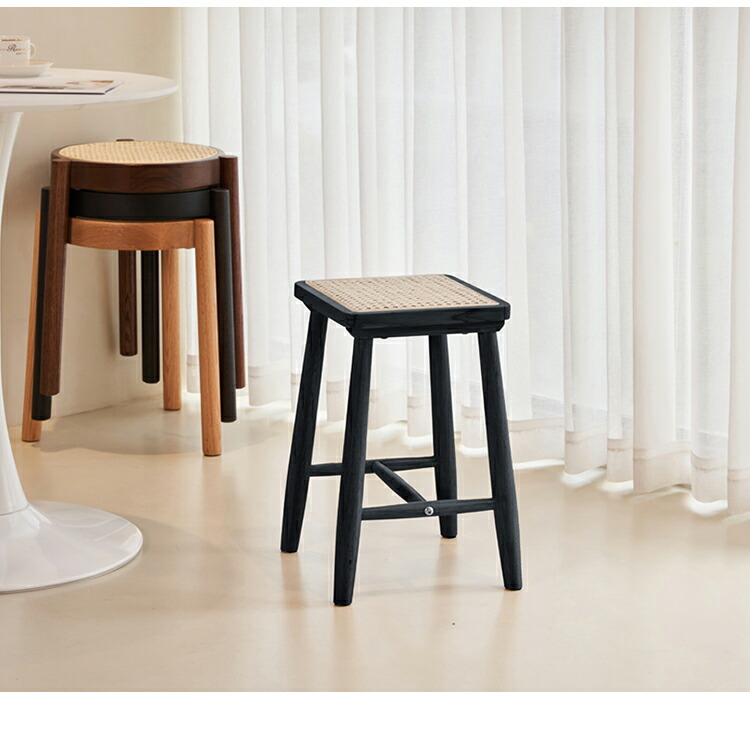 楽天市場】【レビュー特典】スツール 天然木 ラタンスツール 木製