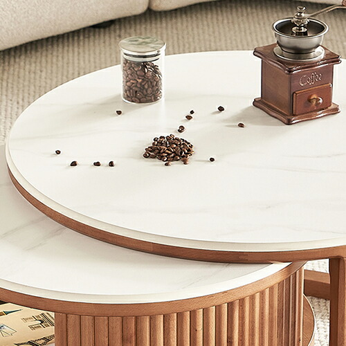 楽天市場】ネストテーブル 丸 完成品 2個セット 幅69 50cm 無垢材 北欧