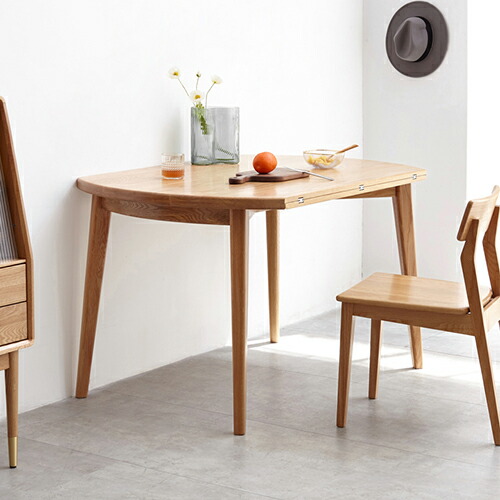 楽天市場】ダイニングテーブル 折りたたみ 丸 無垢材 オーク材 単品 5