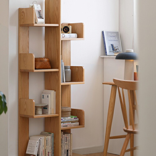 楽天市場】オープンラック 木製 4段 木製ラック 本棚 スリム 天然木