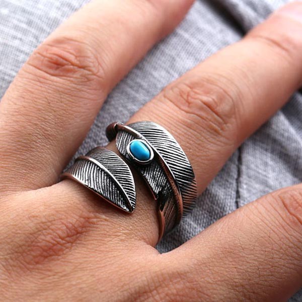 楽天市場】ターコイズフェザーステンレスリング（ZRO003）サイズ/15号