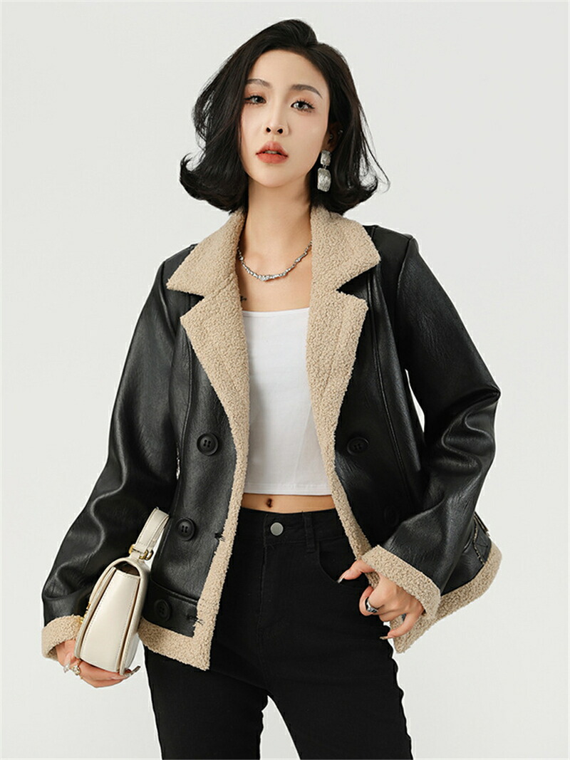 楽天市場】レザージャケット レディース PU ジャケット 厚手 冬 裏起毛