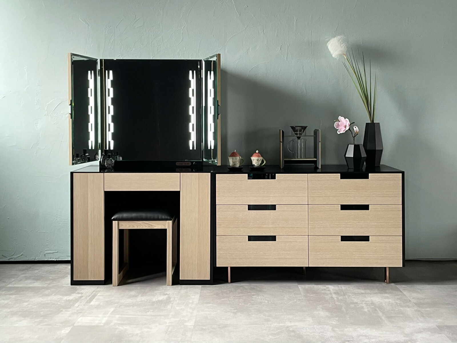 楽天市場】マスターピース ドレッサー モダン家具 女優ミラー 三面鏡