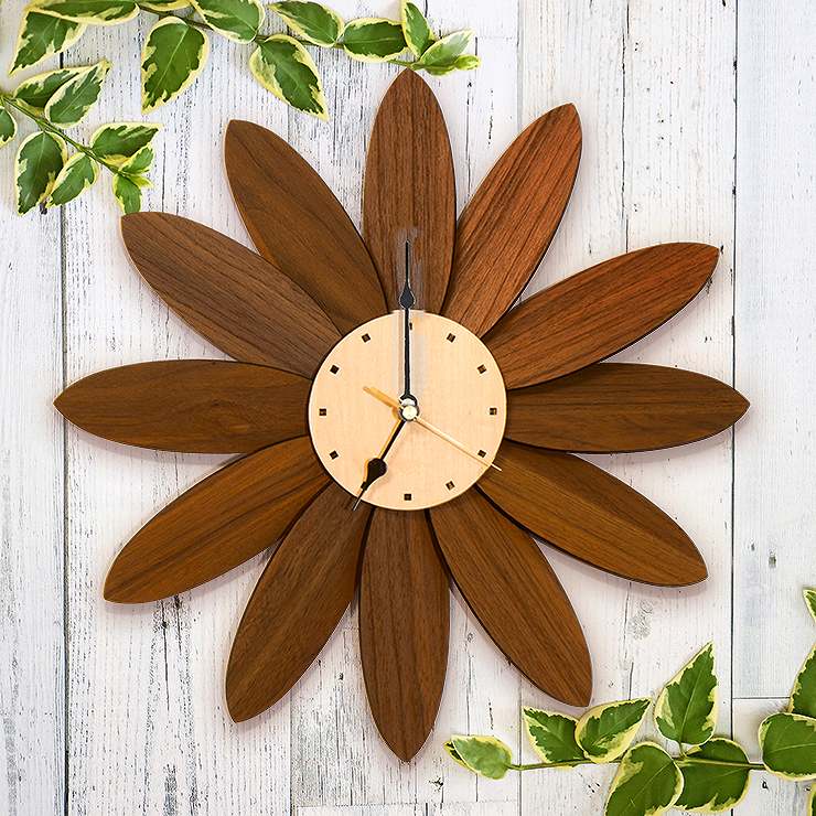 楽天市場】☆2/20限定クーポン配布中☆ 壁掛け時計 木製 フラワー 花