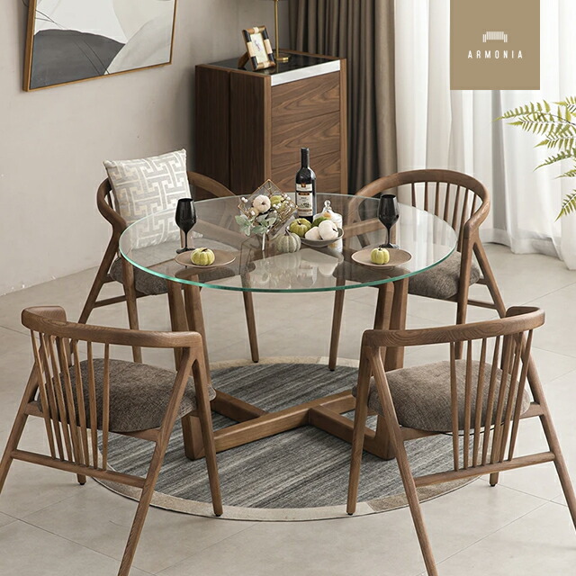 楽天市場】ダイニングテーブル 無垢 テーブル ガラステーブル 円形